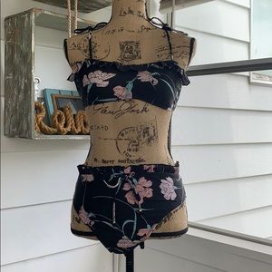 Black bathing suit with flowers